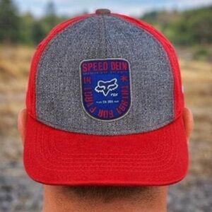 Fox Racing Snapback Hat Mens OSFA Black Gray Embroidered Logo Moto Cap